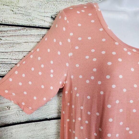 Maurice 24/7 Comfort Apparel Women’s Pink White Polka Dot Tee Size M - Picture 4 of 8